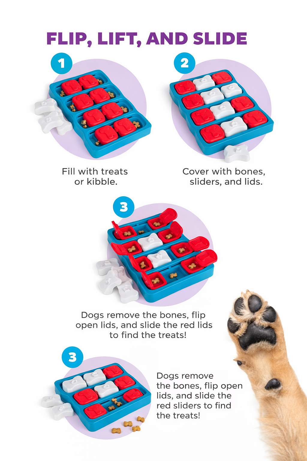 Interactive Dog Puzzle Toy – Treat Dispensing Brain Game for Mental Stimulation & Anxiety Relief | Slow Feeder Enrichment Toy