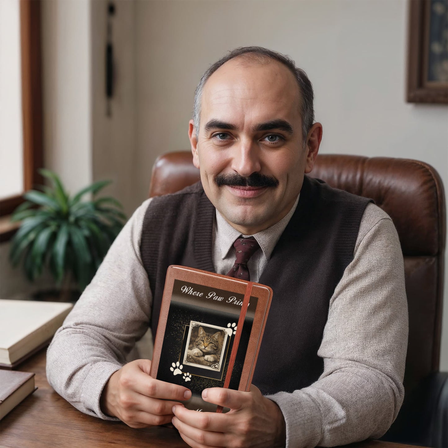 Personalized pet memorial vegan leather journal.