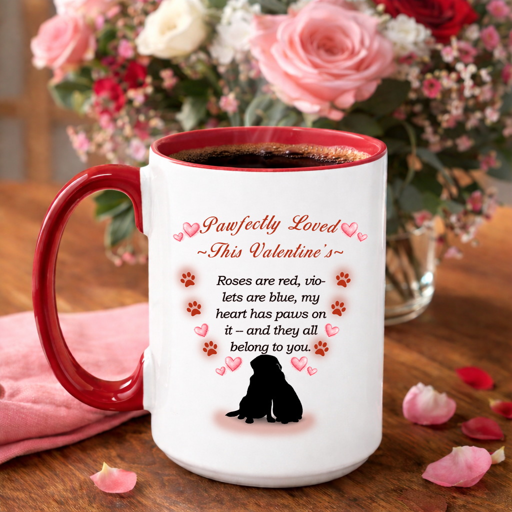 Pawfectly Loved Valentine’s Day Accent Mug – 15 oz