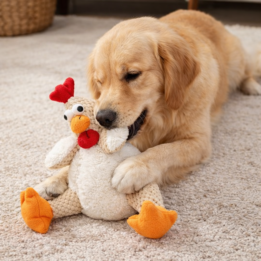 Calming Rooster Plush Toy  for Anxious Dogs | Durable Squeaky Comfort Toy