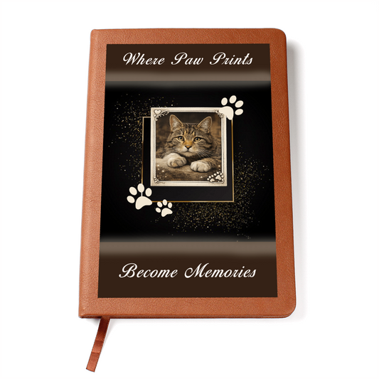 Personalized pet memorial vegan leather journal.